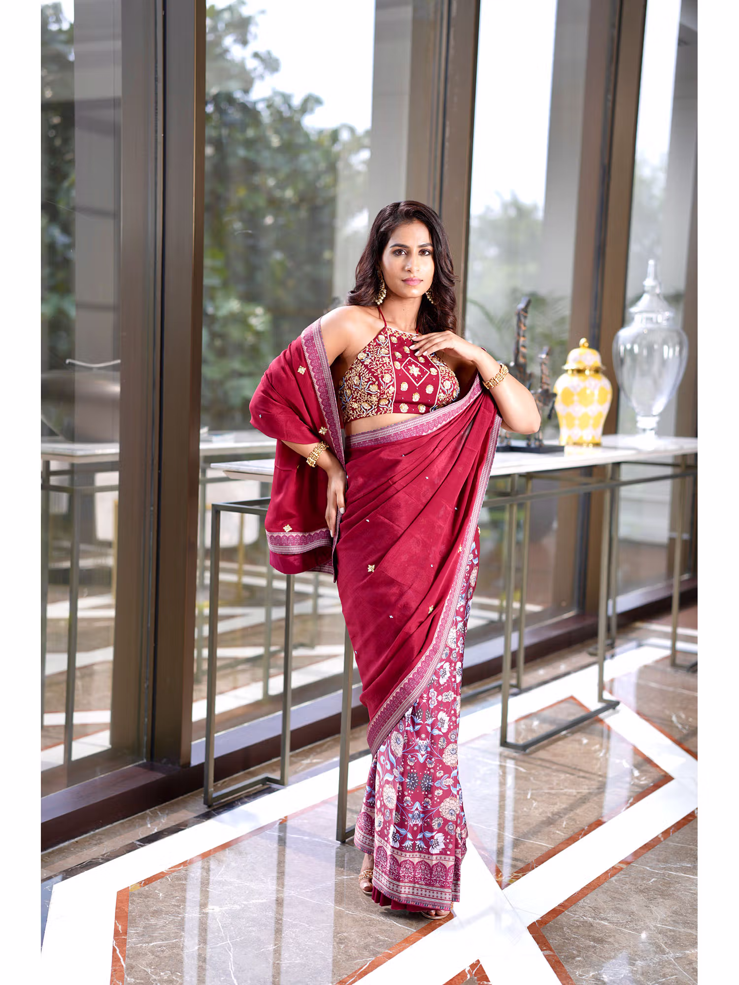 Maan Saree with Stitched Blouse with Stitched