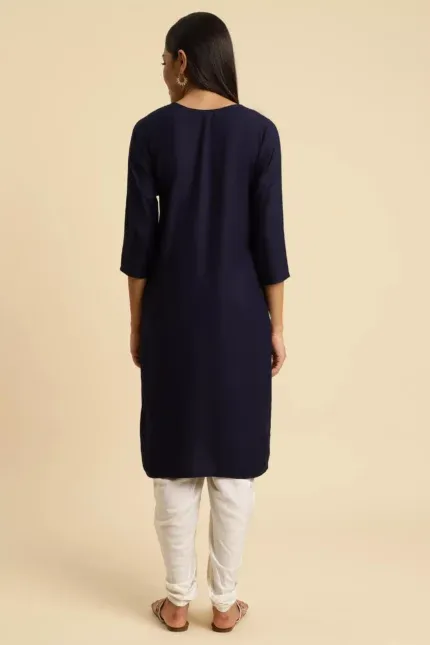Blue Pashmina Work Kurti - Image 3