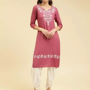 Pink Silk Work Kurti